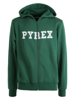 Pyrex Felpa da uomo con cappuccio e zip - verde