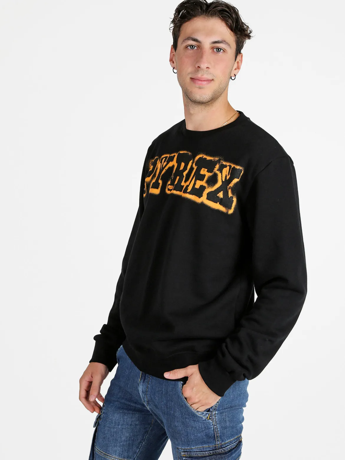 Pyrex Felpa girocollo da uomo in cotone - nero