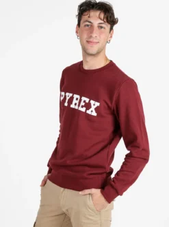 Pyrex Felpa girocollo da uomo invernale con logo - bordeaux