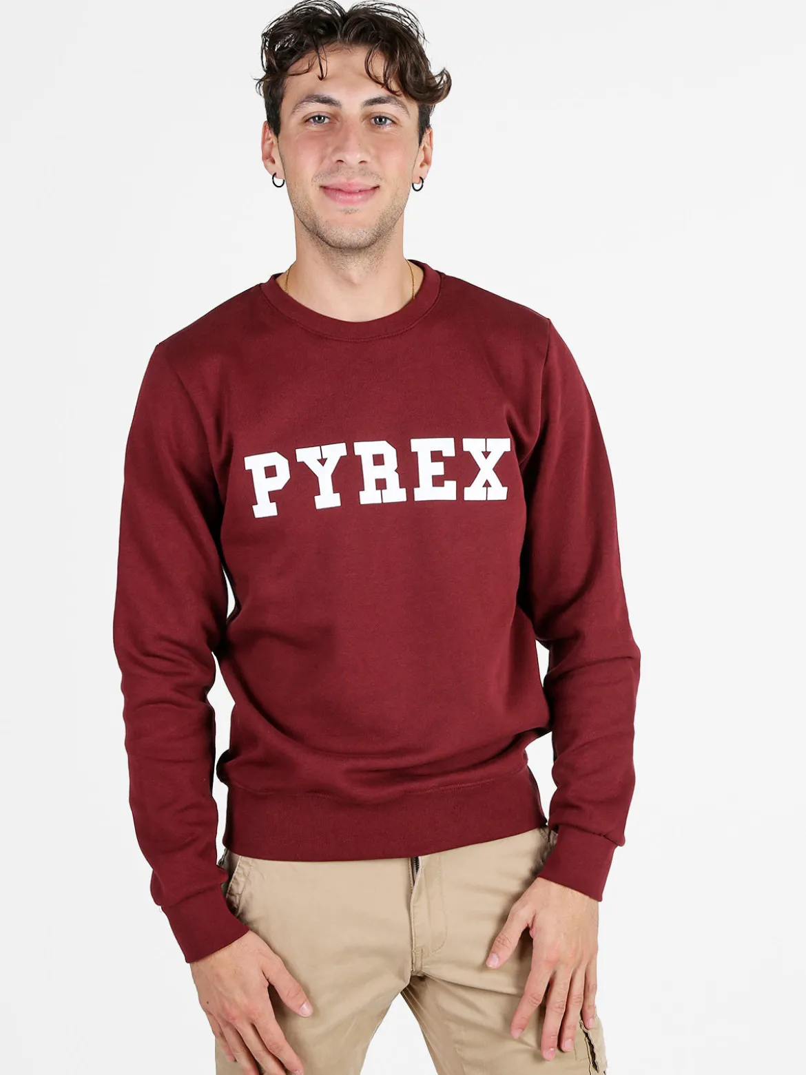 Pyrex Felpa girocollo da uomo invernale con logo - bordeaux