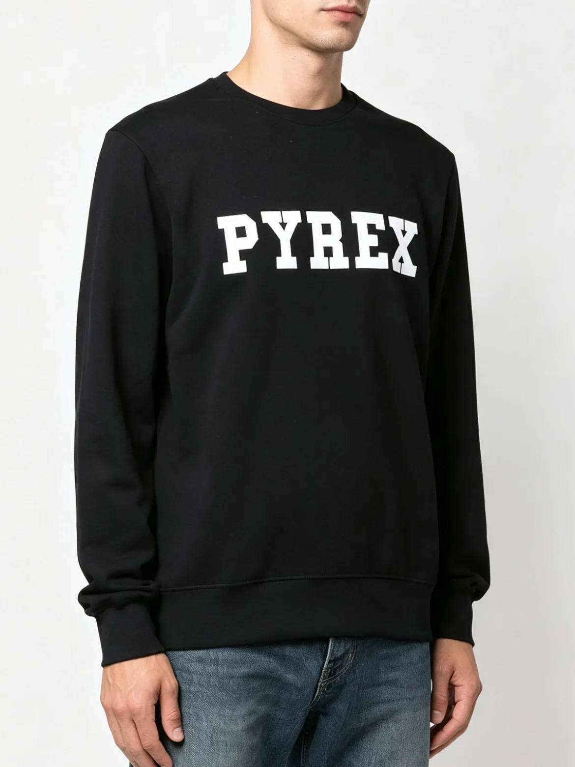 Pyrex Felpa girocollo da uomo invernale con logo - nero