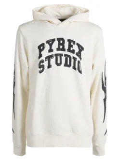 Pyrex Felpa invernale da uomo con cappuccio - panna