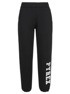 Pyrex Pantaloni tuta da donna felpati con elastico finale - nero