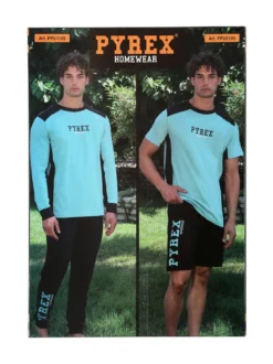 Pyrex Pigiama corto da uomo in cotone con logo - limone