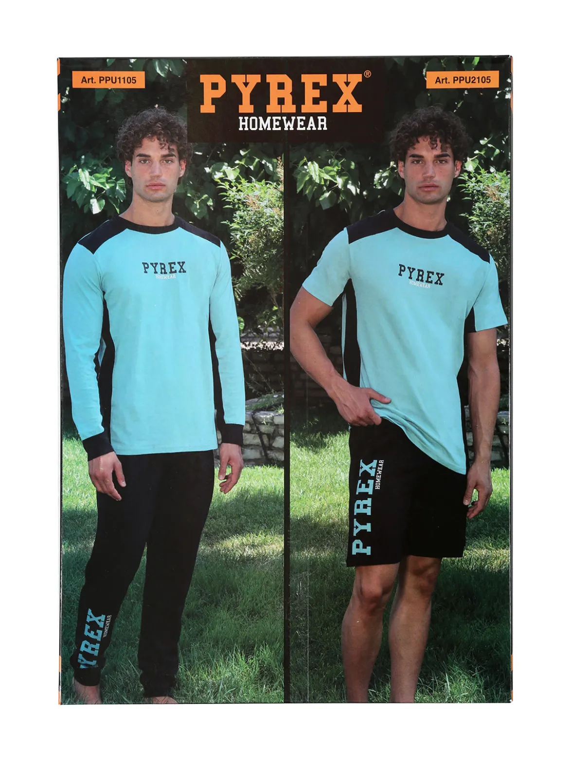 Pyrex Pigiama corto da uomo in cotone con logo - limone