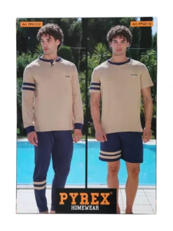 Pyrex Pigiama lungo da uomo in cotone - bluette