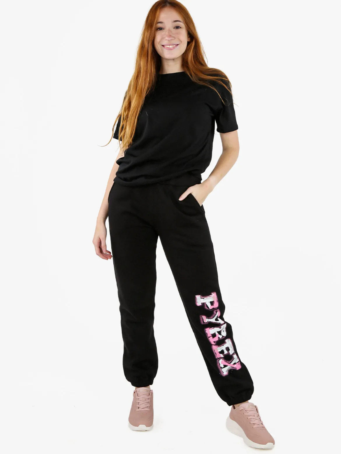 Pyrex T-shirt donna con stampa logo sul retro - nero