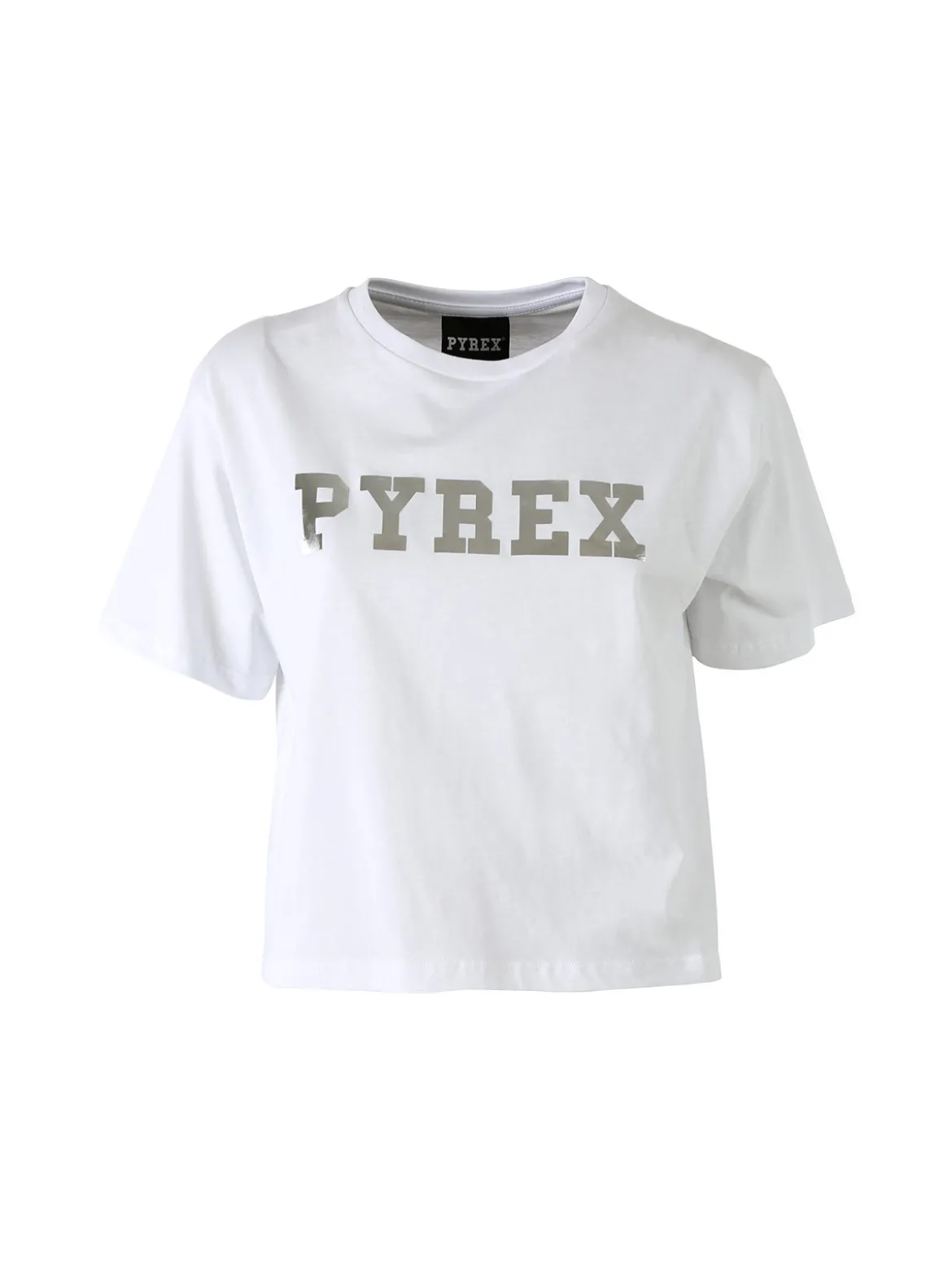 Pyrex T-shirt donna cropped con logo - bianco