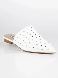 Queen Helena Sabot bianchi in ecopelle con borchie