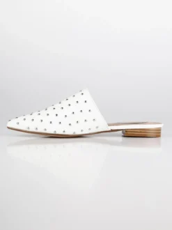 Queen Helena Sabot bianchi in ecopelle con borchie