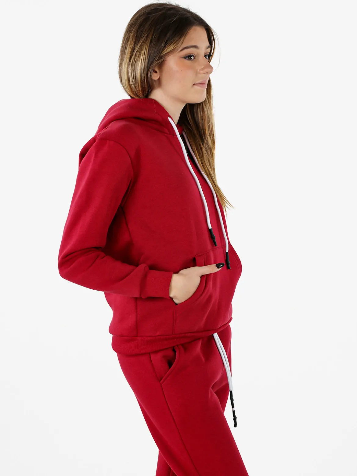 Raggi Lunari Felpa pesante da donna con cappuccio - bordeaux