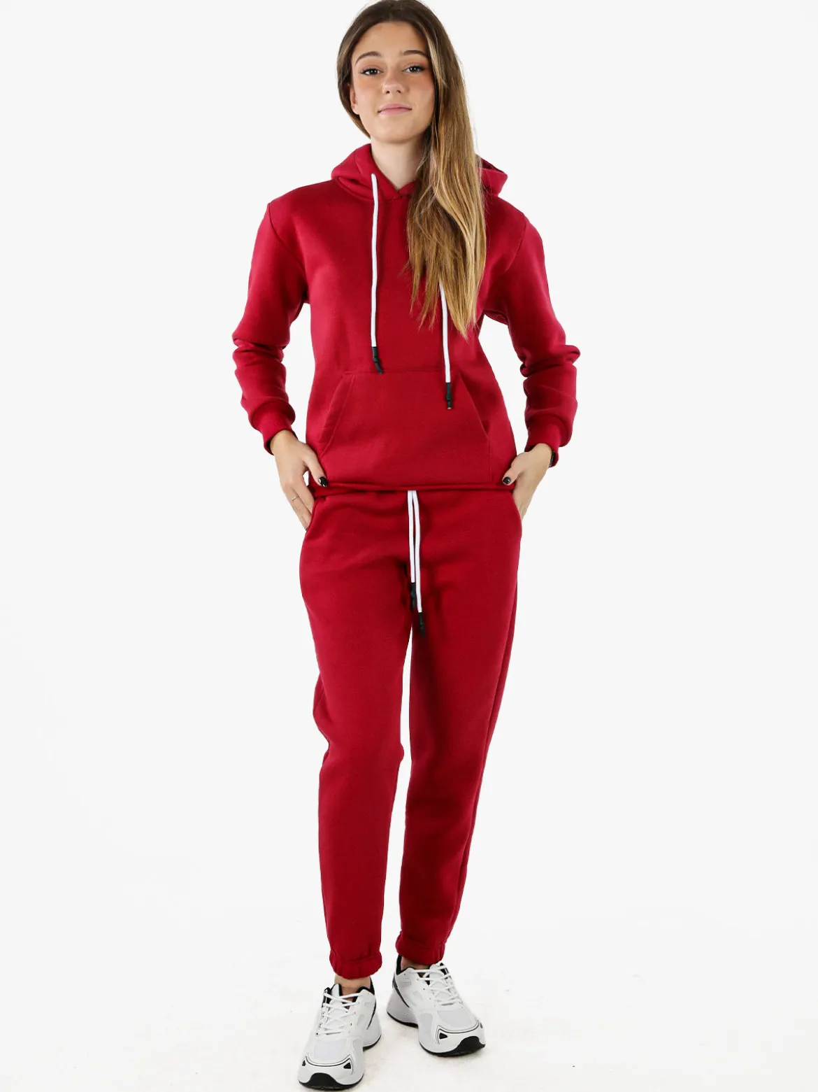 Raggi Lunari Felpa pesante da donna con cappuccio - bordeaux