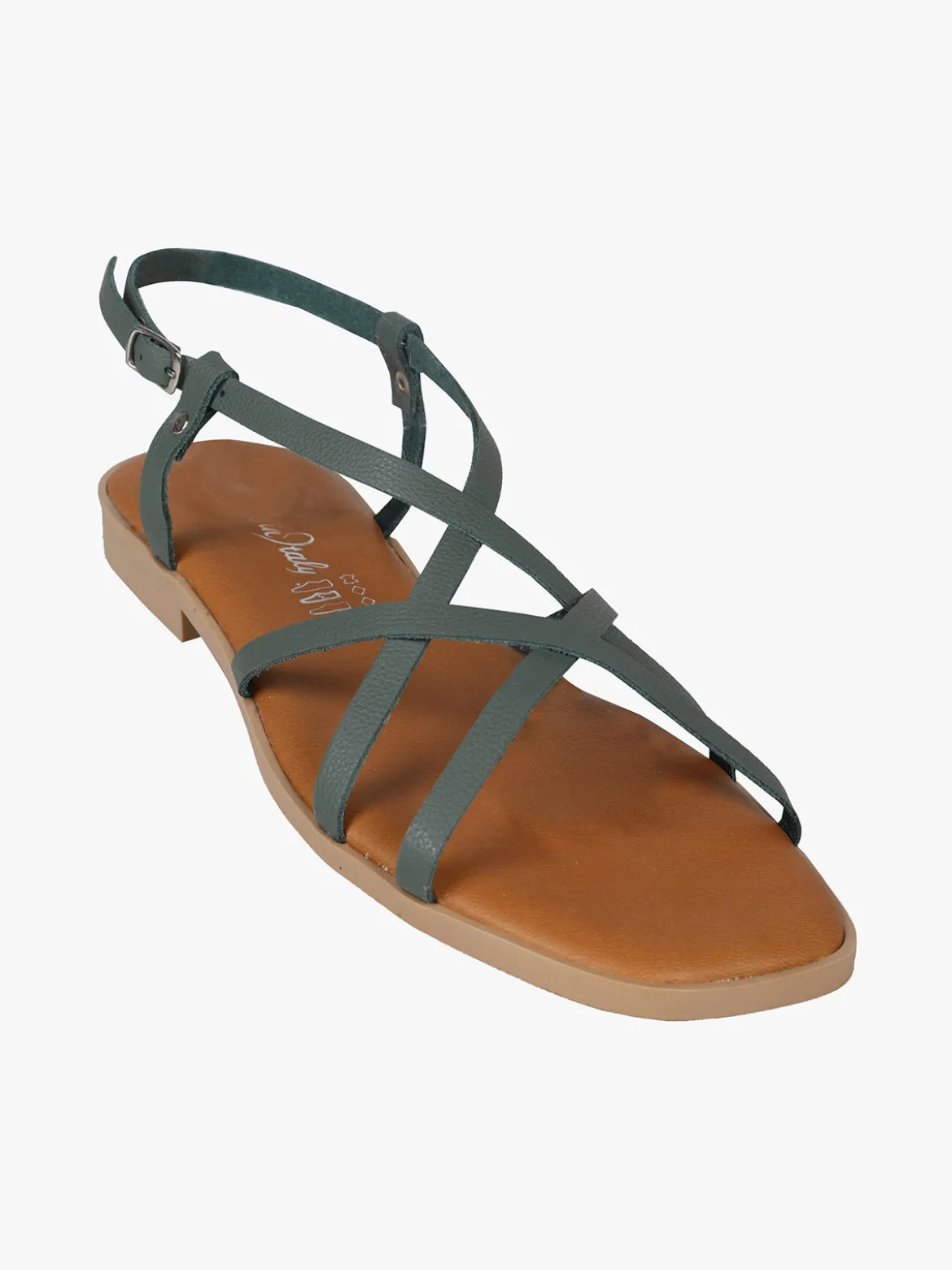 Rebecca - Made In Italy Sandali bassi in pelle da donna con fascette incrociate