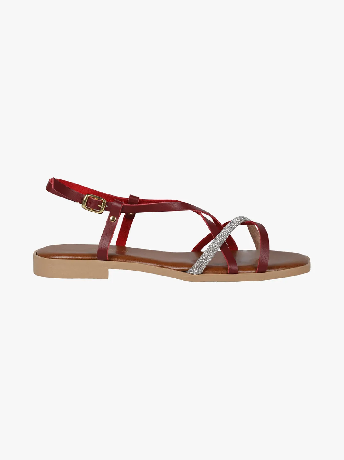 Rebecca - Made In Italy Sandali bassi in pelle da donna con strass