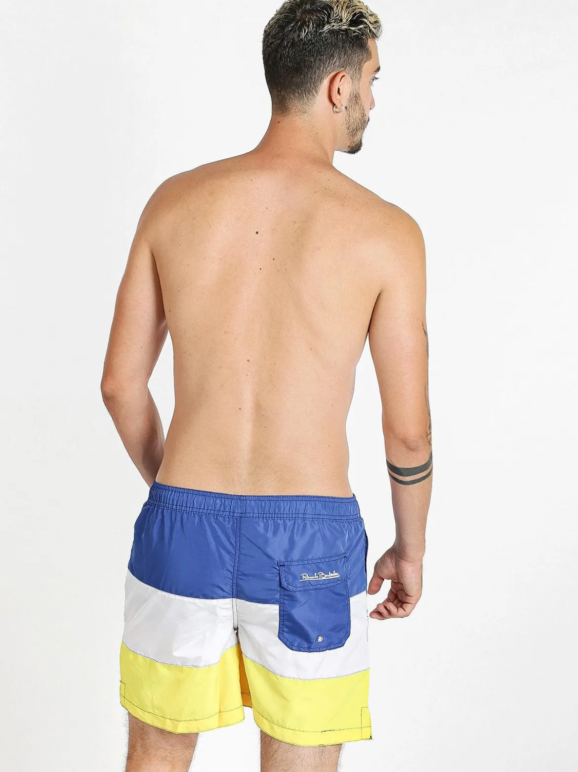 Renato Balestra Boxer da mare a strisce di colore