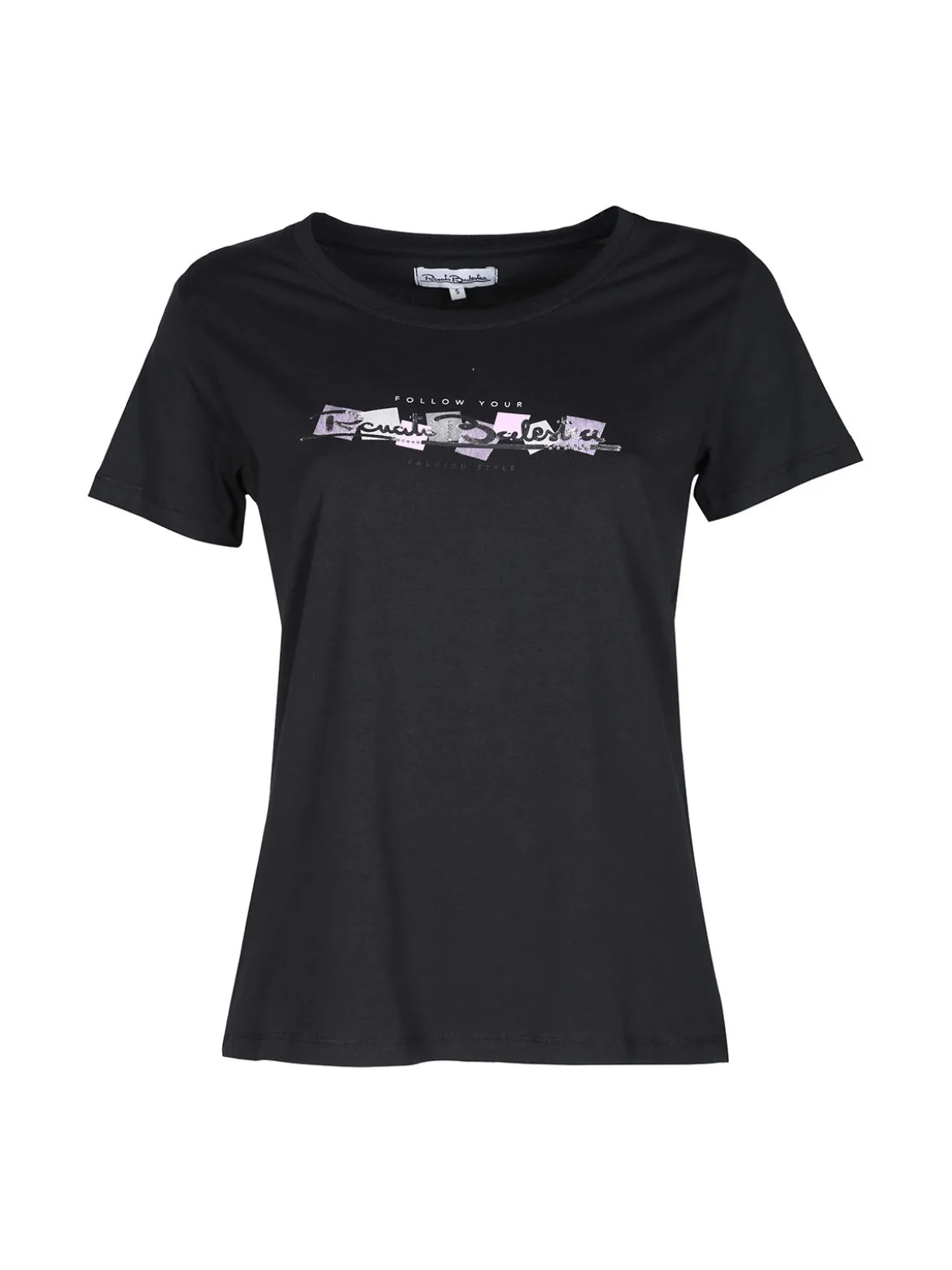Renato Balestra T-shirt donna in cotone bielastico con scritta e strass