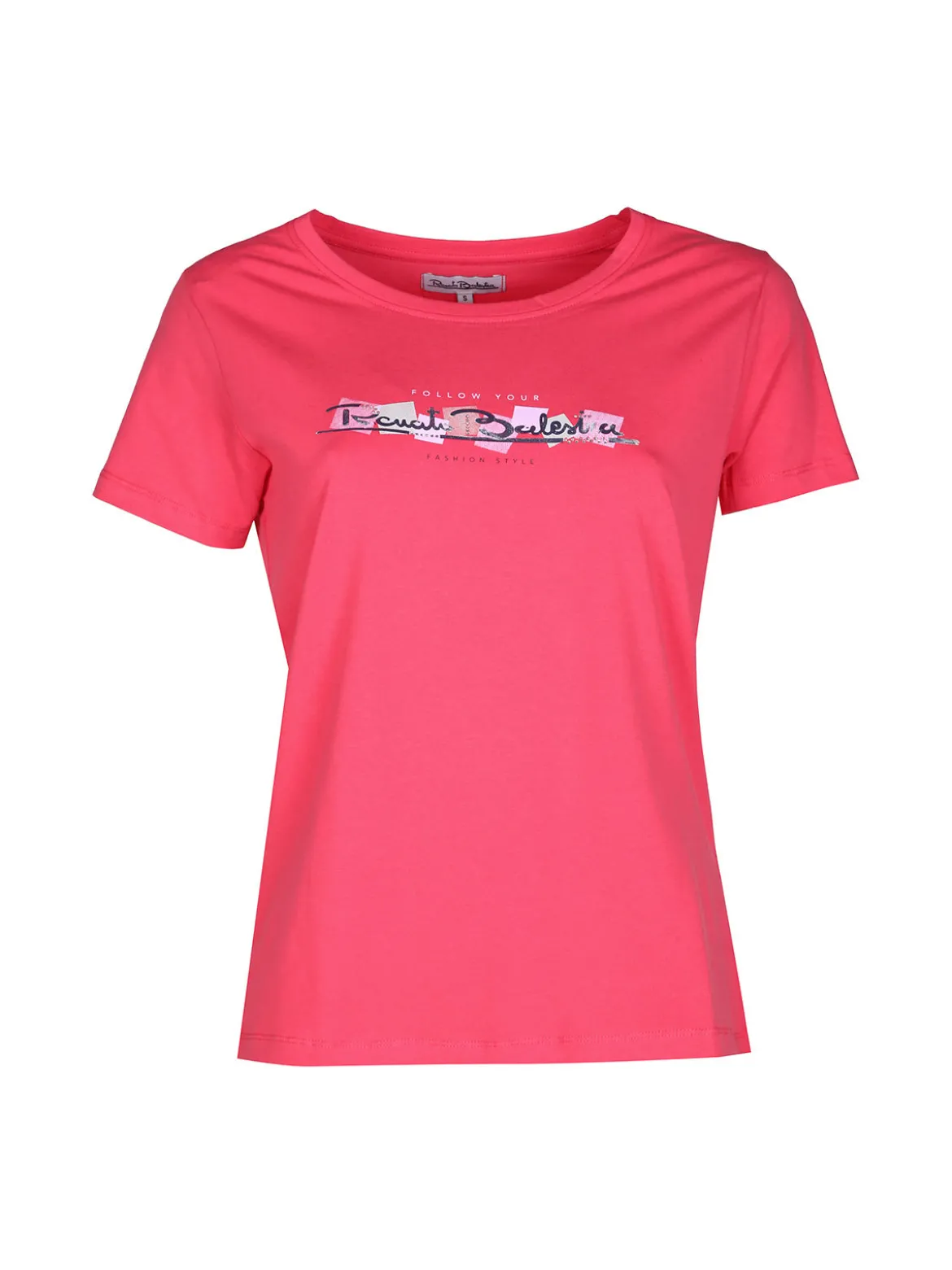 Renato Balestra T-shirt donna in cotone bielastico con scritta e strass