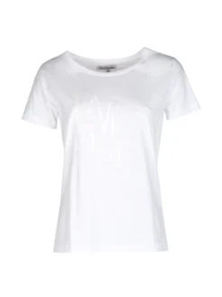 Renato Balestra T-shirt girocollo da donna in cotone bielastico con scritta