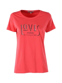 Renato Balestra T-shirt girocollo da donna in cotone con stampa - fragola