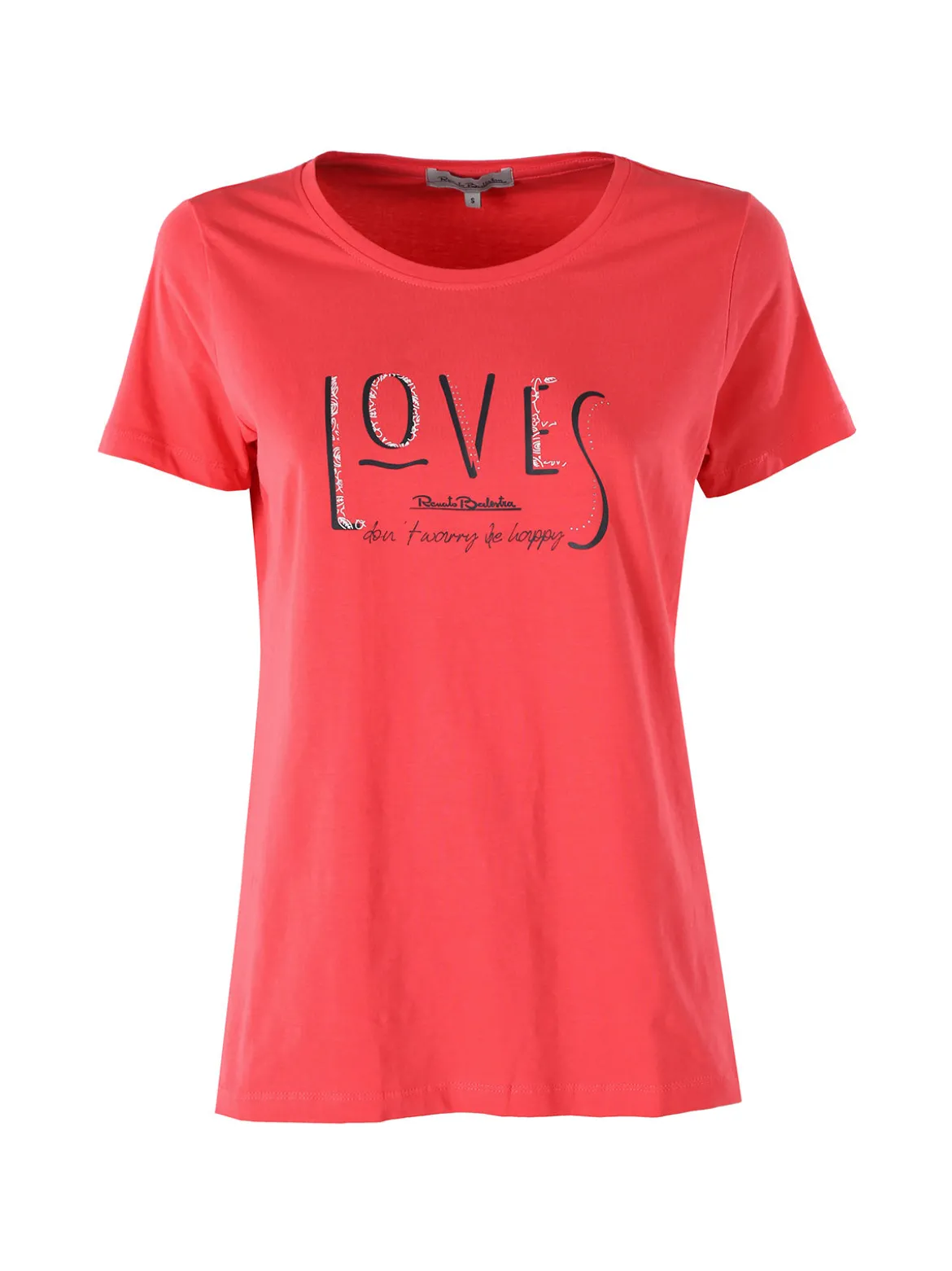 Renato Balestra T-shirt girocollo da donna in cotone con stampa - fragola