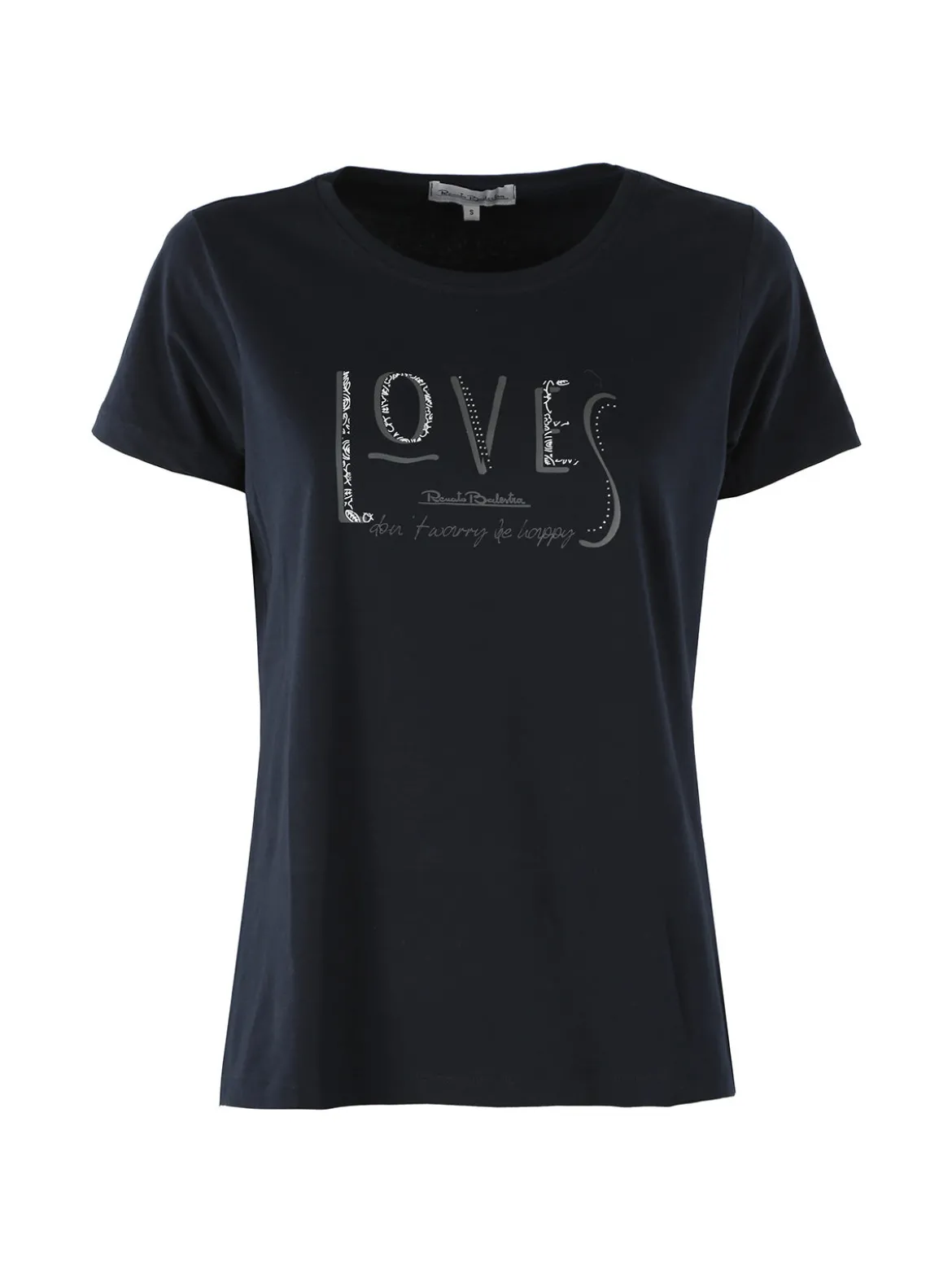 Renato Balestra T-shirt girocollo da donna in cotone con stampa - blu scuro