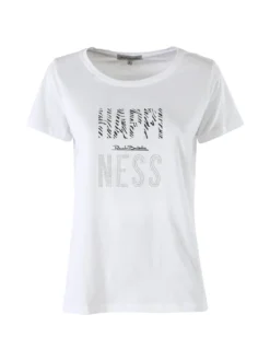 Renato Balestra T-shirt girocollo da donna in cotone con strass e dettagli lurex - bianco