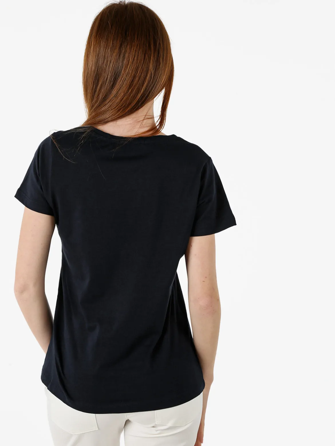 Renato Balestra T-shirt girocollo da donna in cotone con strass e dettagli lurex - blu scuro