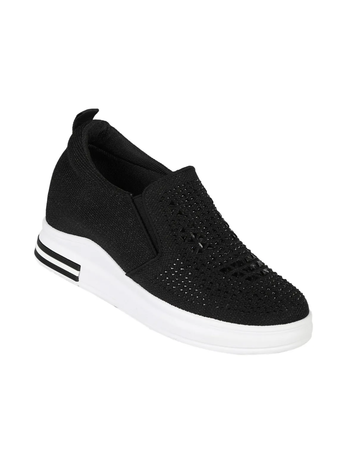 Renda Sneakers da donna in tessuto con zeppa e piccole borchie
