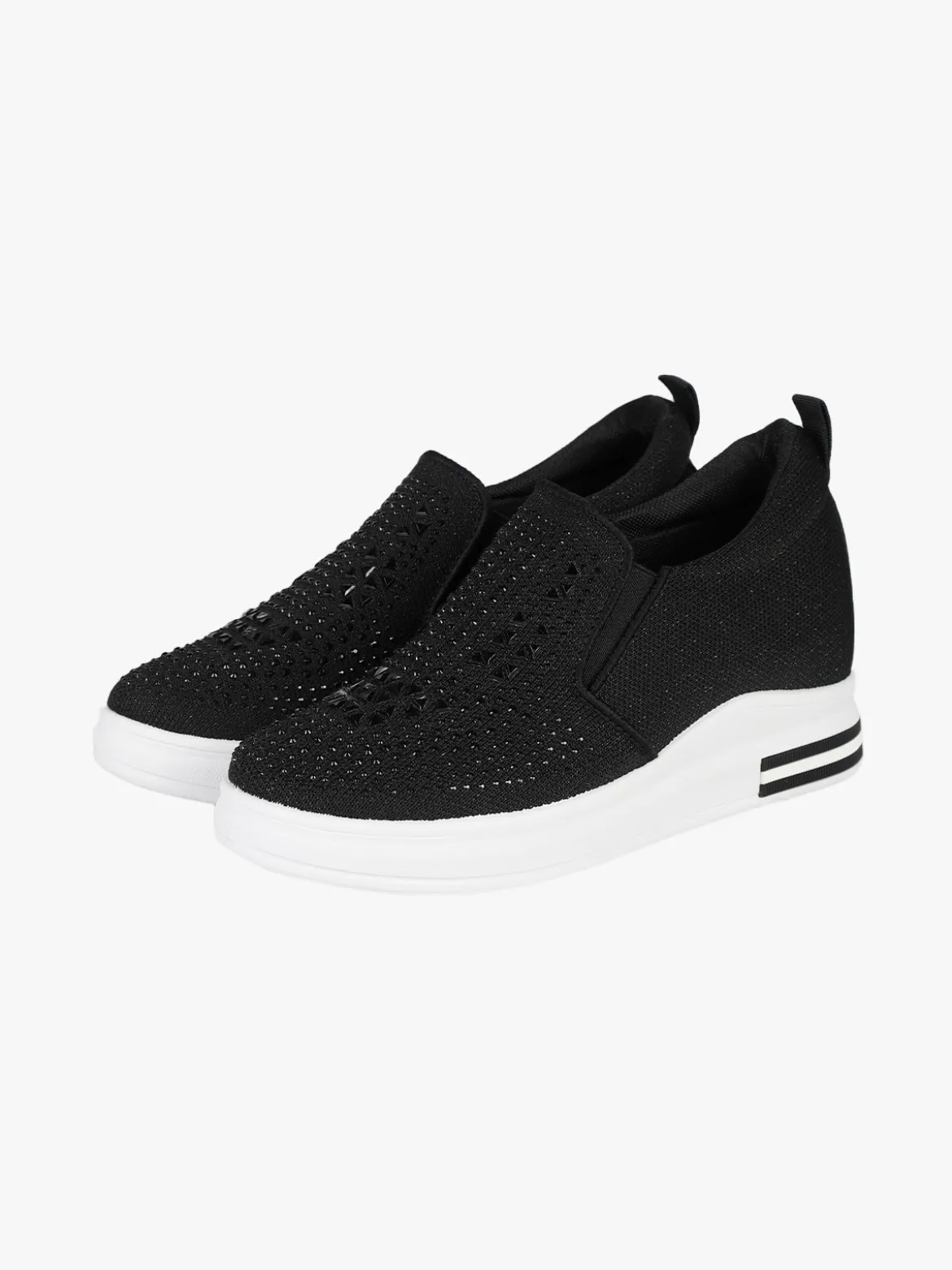 Renda Sneakers da donna in tessuto con zeppa e piccole borchie