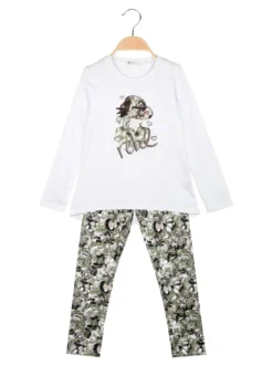 Re Panda Completo 2 pezzi da bambina con leggings fiorato