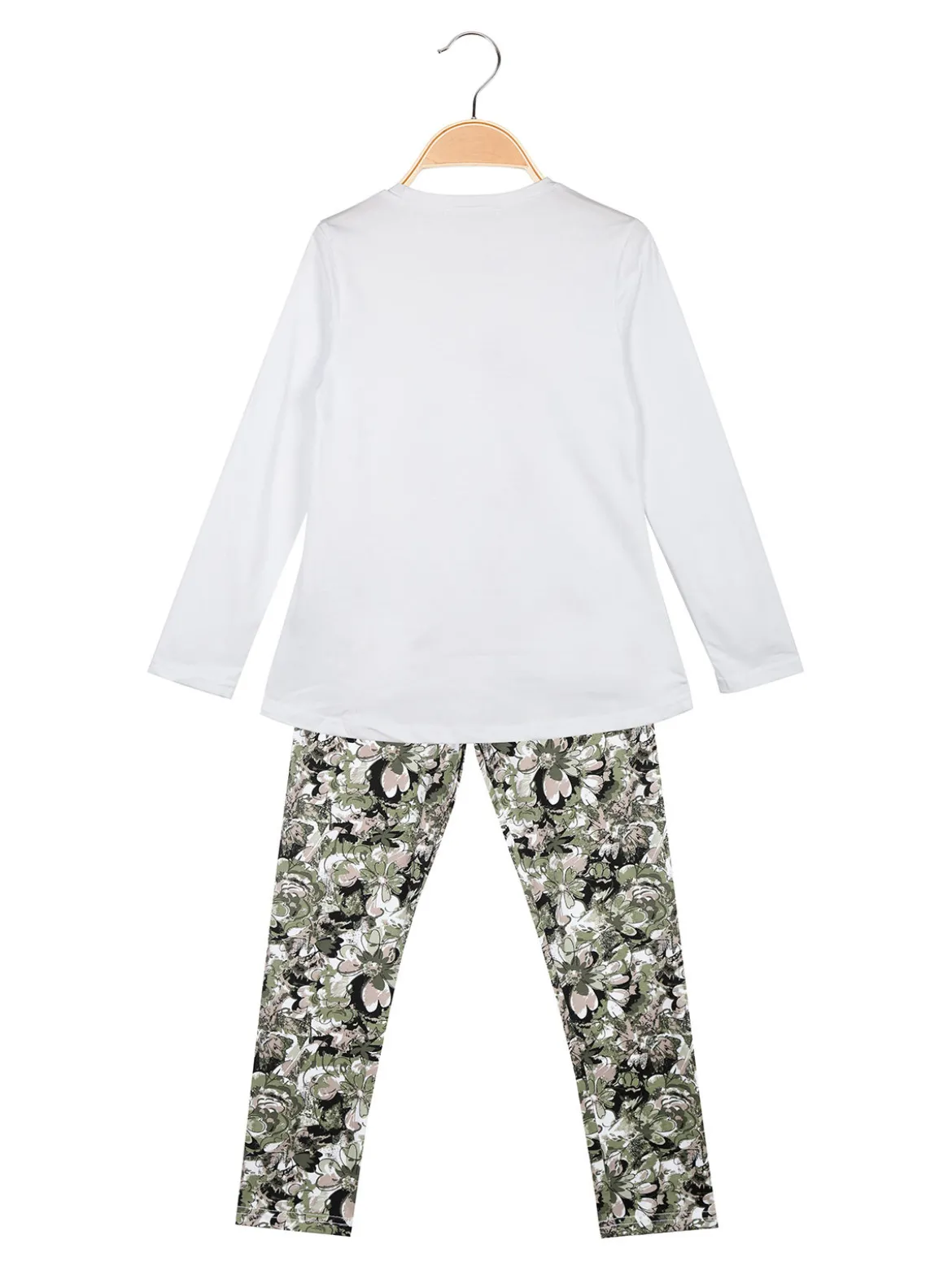 Re Panda Completo 2 pezzi da bambina con leggings fiorato