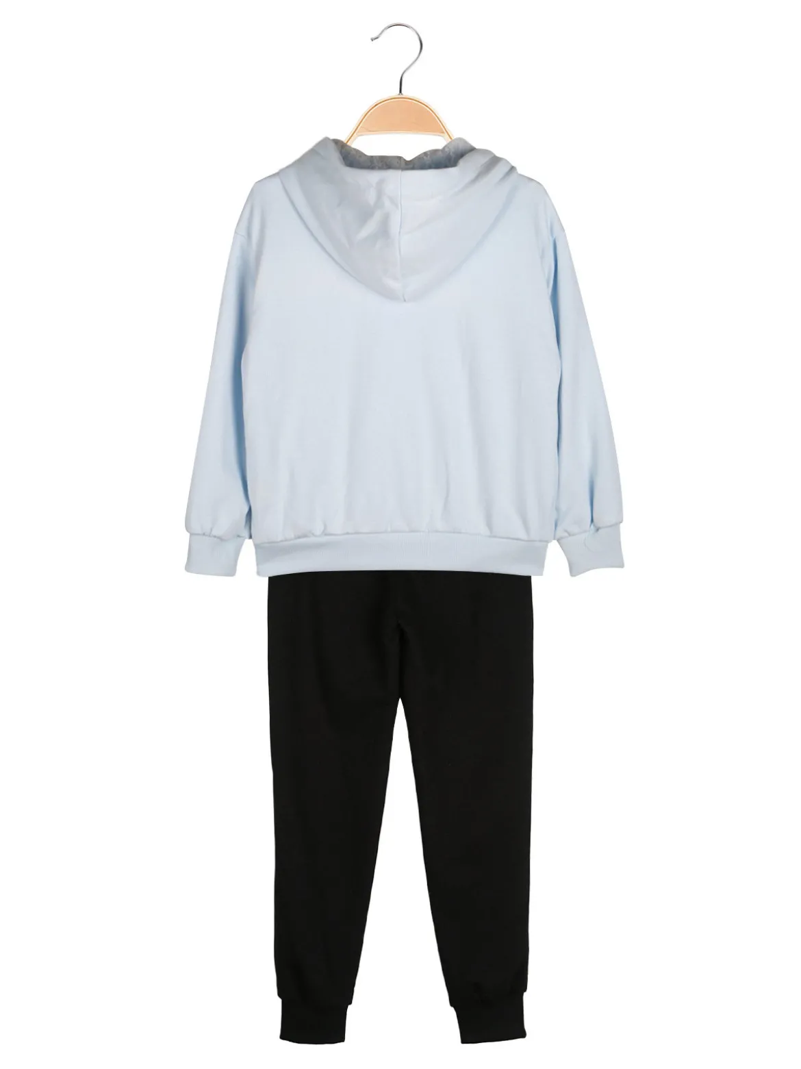 Re Panda Completo tuta 3 pezzi da bambina con cappuccio e zip - azzurro