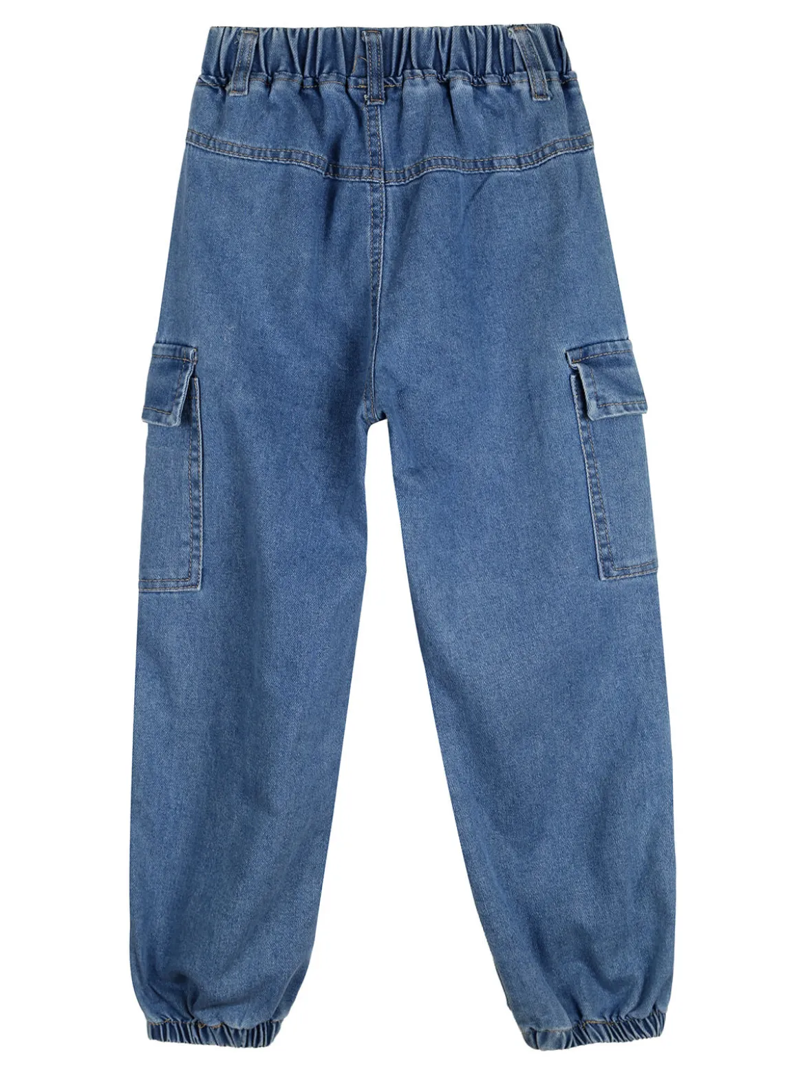 Re Panda Jeans cargo da bambino con elastico sul finale - blu