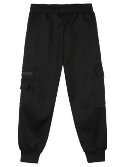Re Panda Pantaloni cargo da bambino con polsini e interno felpato - nero
