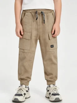 Re Panda Pantaloni da ragazzo con tasconi e polsini - khaki