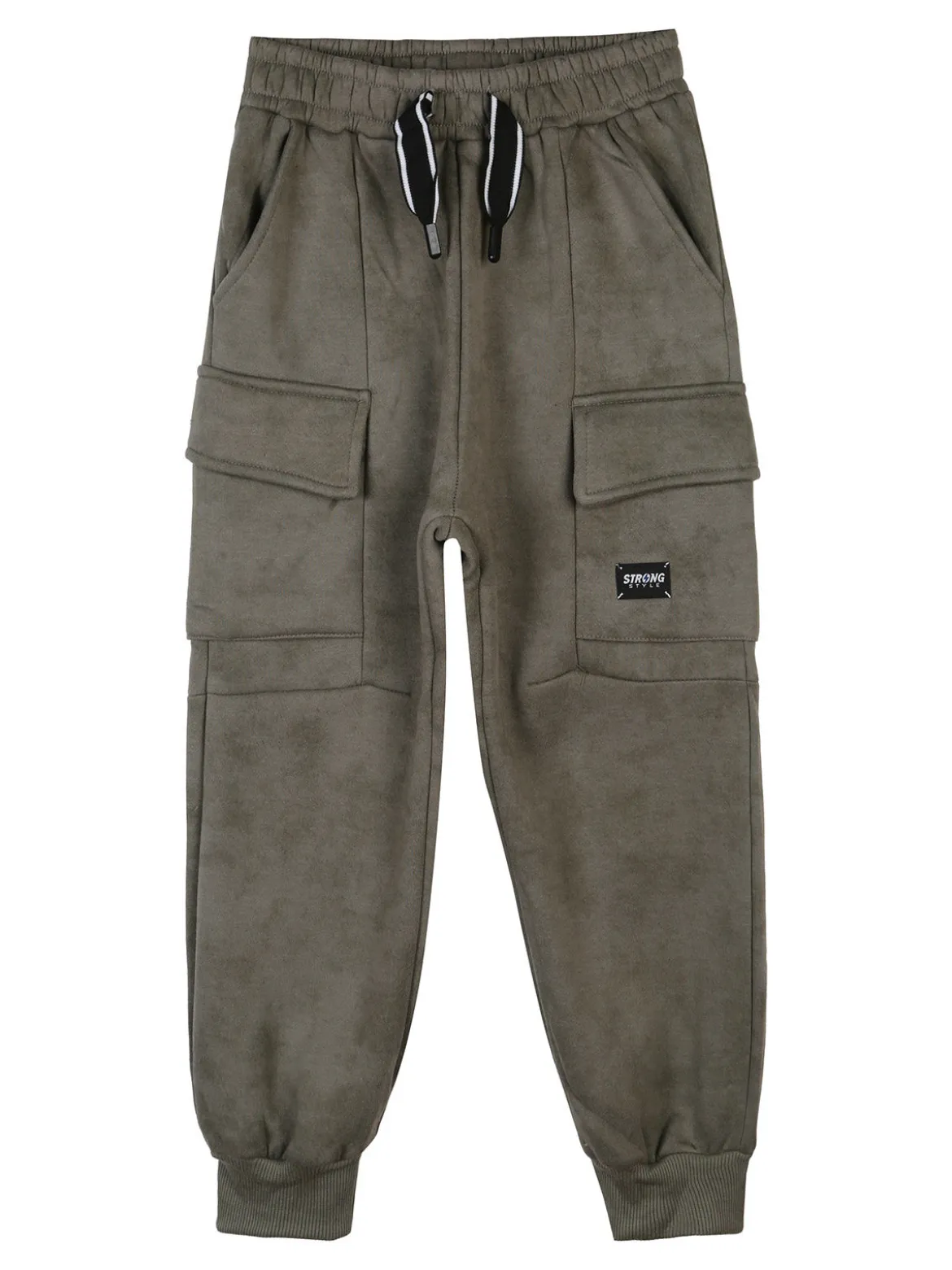 Re Panda Pantaloni da ragazzo con tasconi e polsini - militare