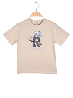 Re Panda T-shirt da bambino in cotone con stampa - beige