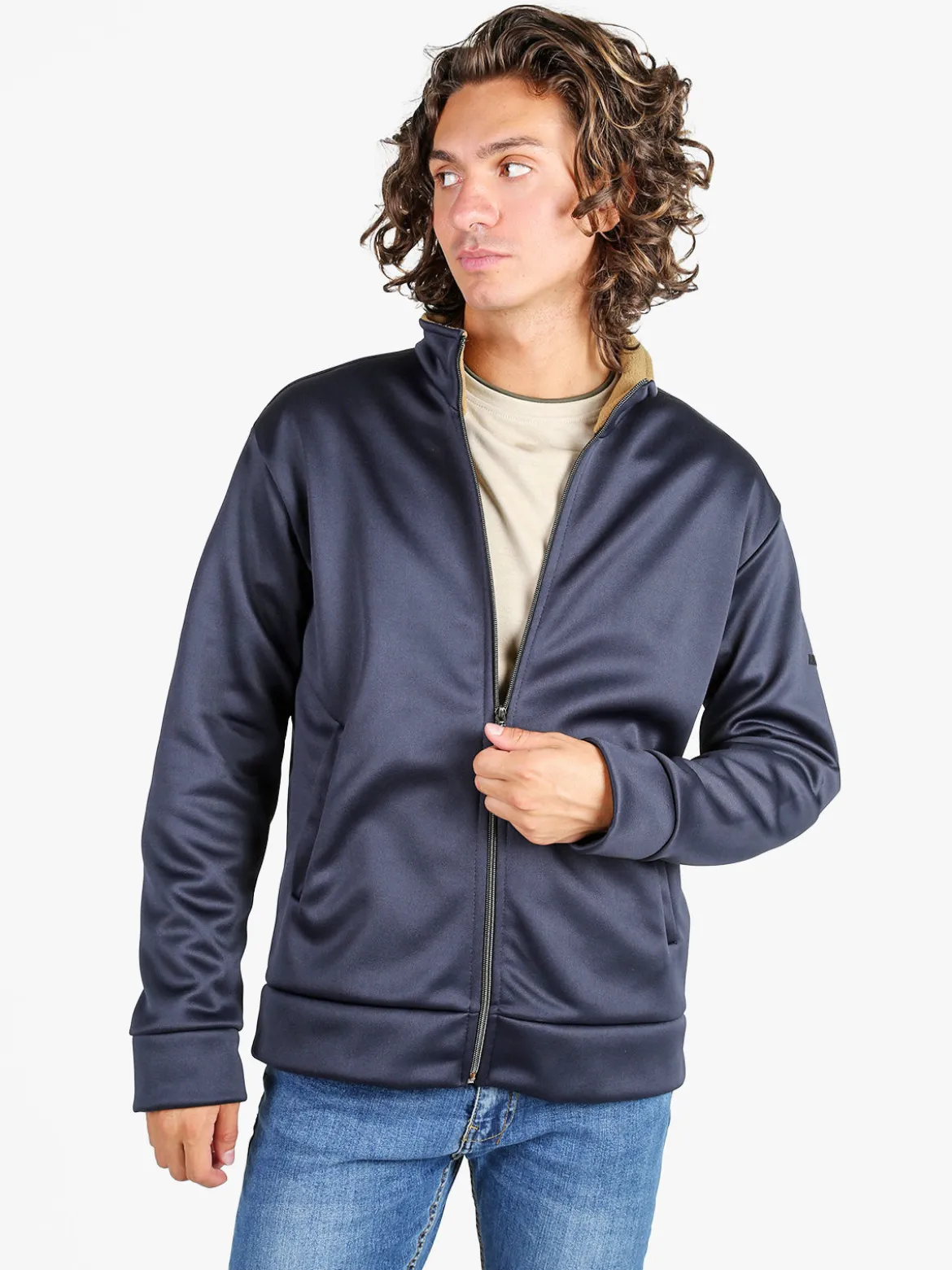 Rifle Felpa giacca da uomo con zip intera - blu scuro
