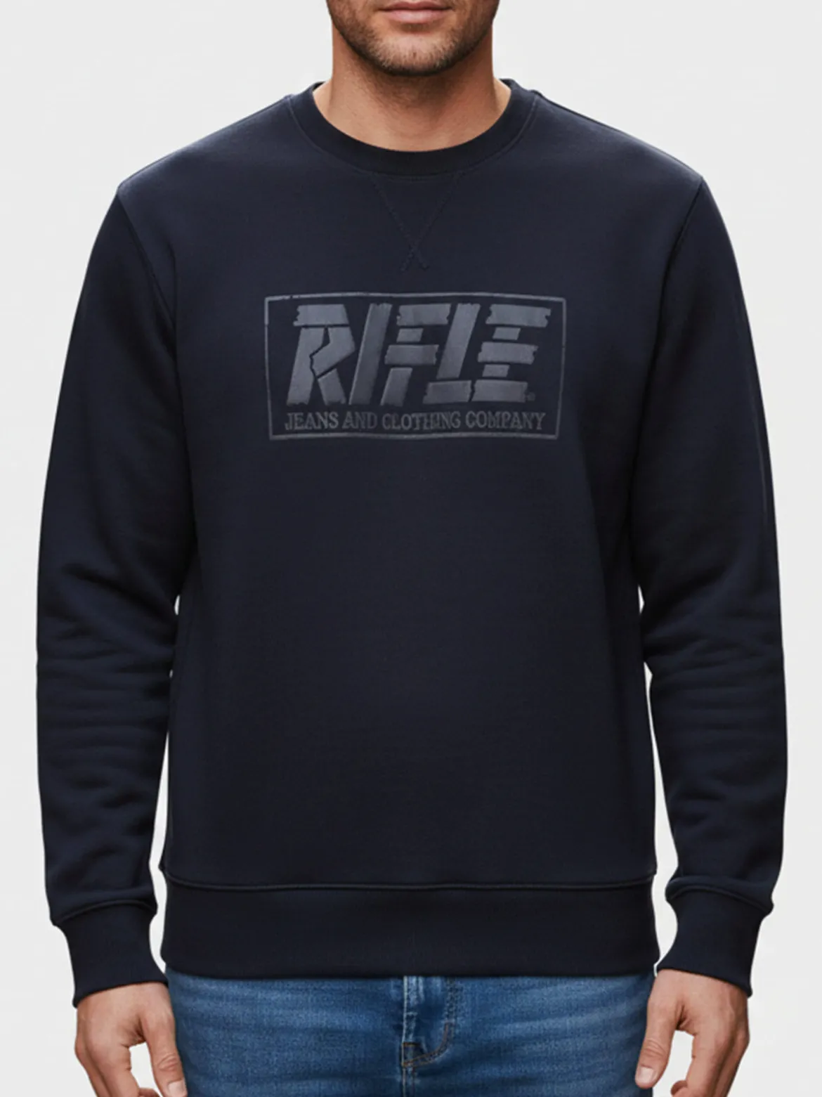 Rifle Felpa girocollo da uomo con logo - blu scuro