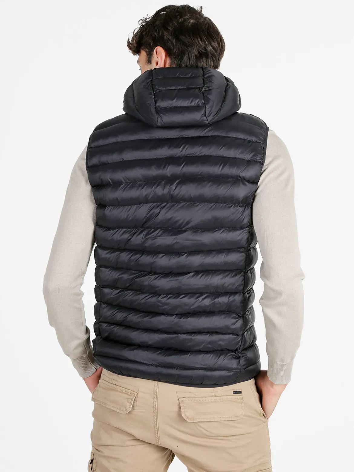 Rifle Gilet da uomo imbottito con cappuccio - nero
