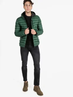 Rifle Giubbotto da uomo imbottito con cappuccio e zip - verde