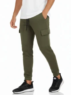Rifle Pantaloni tuta da uomo con tasconi laterali e polsini - oliva