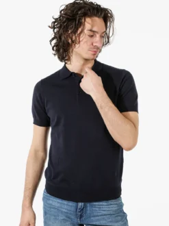 Rifle Polo da uomo in cotone a maniche corte - blu scuro