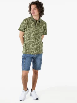 Rifle Polo da uomo in cotone a maniche corte con stampa floreale - verde