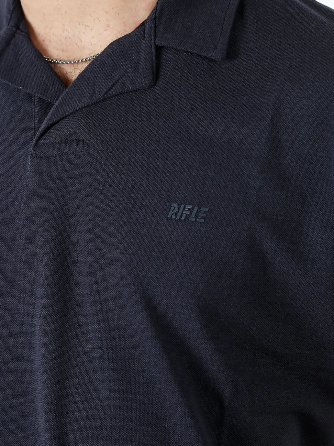 Rifle Polo in cotone da uomo a maniche corte - blu scuro