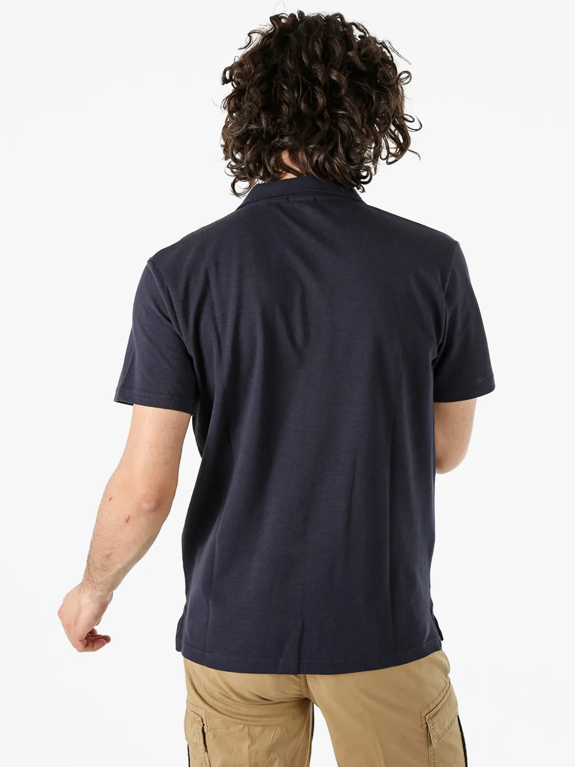 Rifle Polo in cotone da uomo a maniche corte - blu scuro
