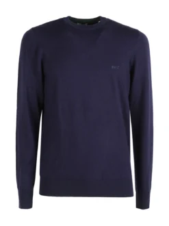 Rifle Pullover girocollo da uomo in maglia misto lana - blu scuro