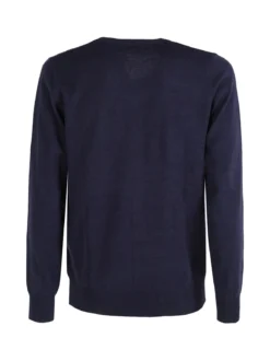 Rifle Pullover uomo scollo V in maglia misto lana - blu scuro