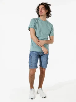 Rifle T-shirt da uomo in cotone con taschino - acqua marina