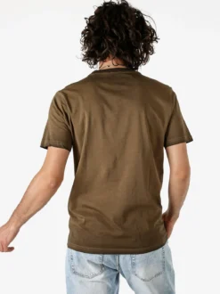 Rifle T-shirt girocollo da uomo in cotone con logo - moro